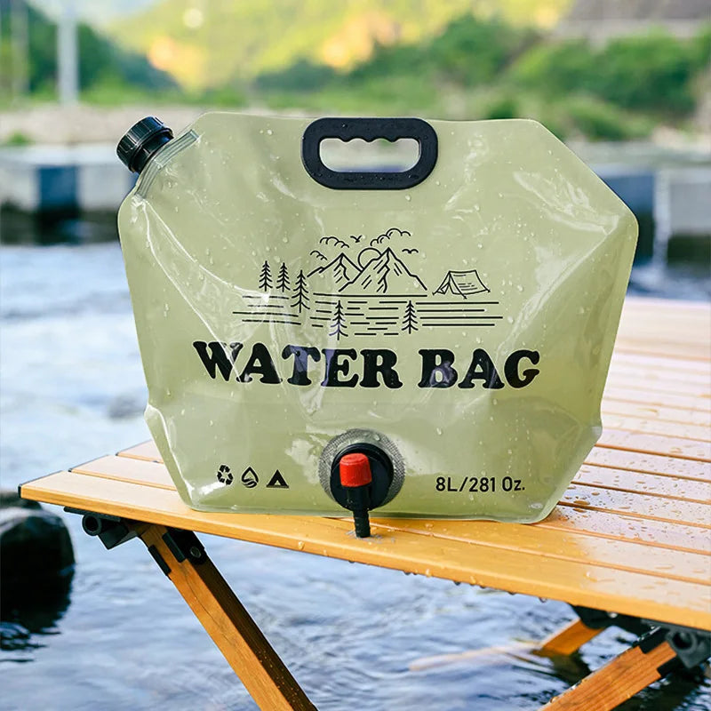 Camping Water Bag Outdoor Hiking Folding Water Bucket Bag with Faucet 8L Large Capacity Water Container Camping Supplies Кемпинг
