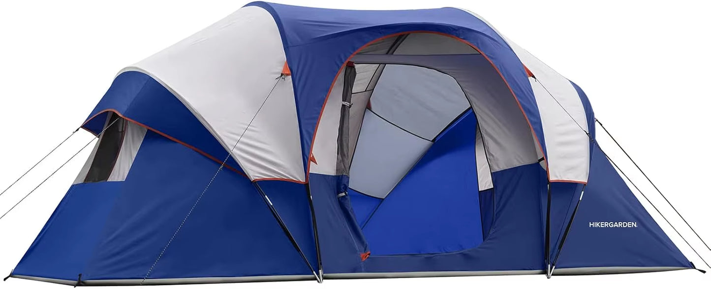 HIKERGARDEN 10 Person Camping Tent - Portable Easy Set up Family Tent for Camp, Windproof Fabric Dome Tent Outdoor for Hiking