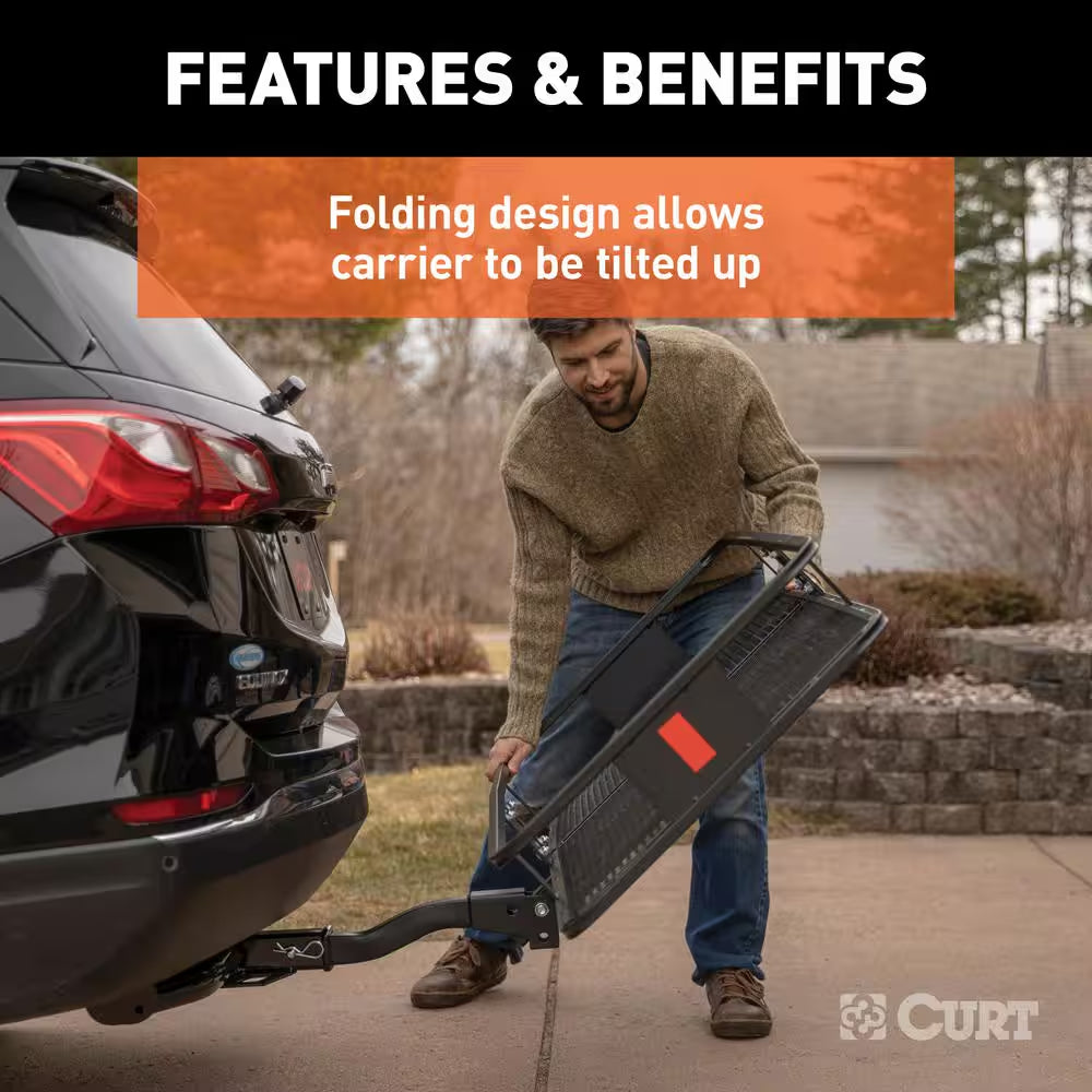 500 Lbs. Capacity 60 In. X 24 In. Black Steel Basket Hitch Cargo Carrier (Folding 2 In. Shank) and Vinyl Bag Combo Kit