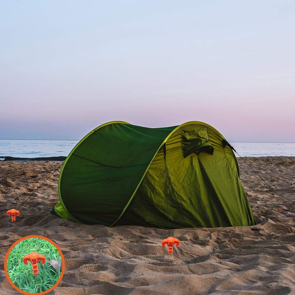 Canopy Stakes Canopy Anchor Beach Tent Stakes Heavy Duty Screw Shape 25 Cm 10 Inch - 4 Pack Orange …