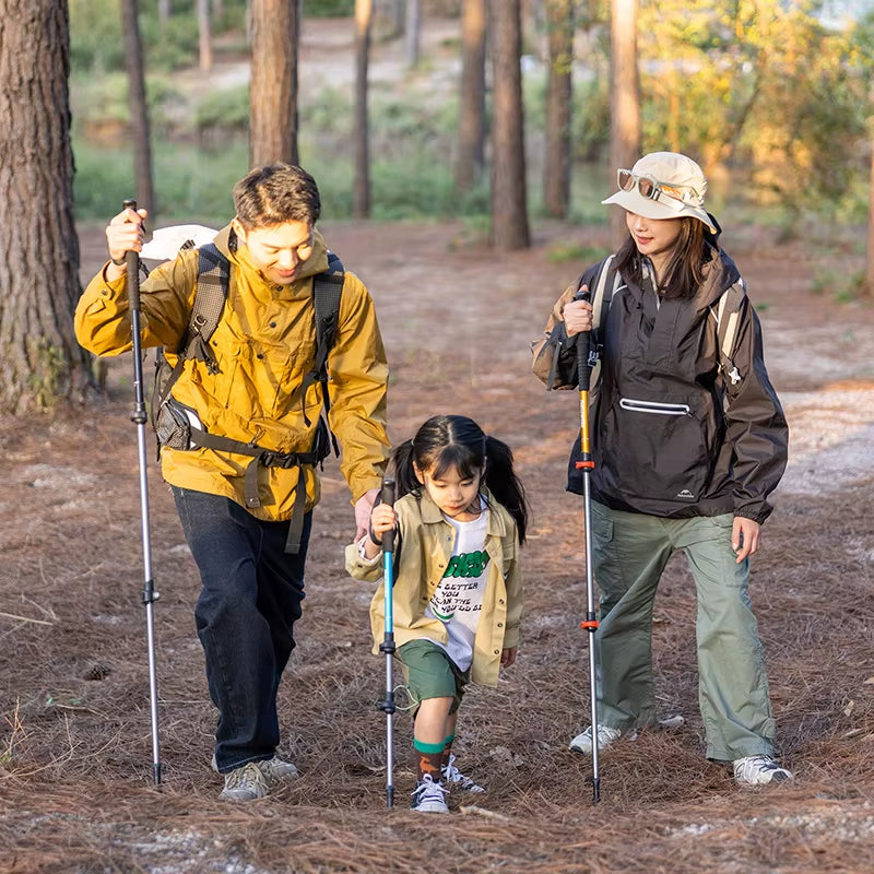 Outdoor Walking Stick Aluminum Alloy Alpenstock Telescopic Hiking Trekking Pole for Adult Kids Women Men Children