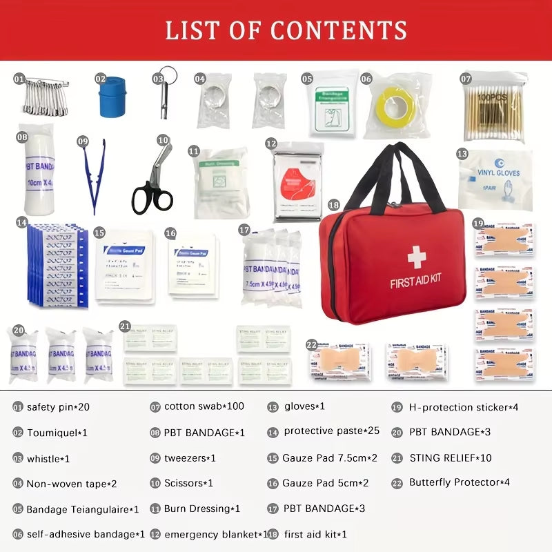 Multi-Purpose Emergency Medical Supplies Portable Medical Kit for Outdoor Hunting, Hiking, Camping, Etc. Outdoor First Aid Kit