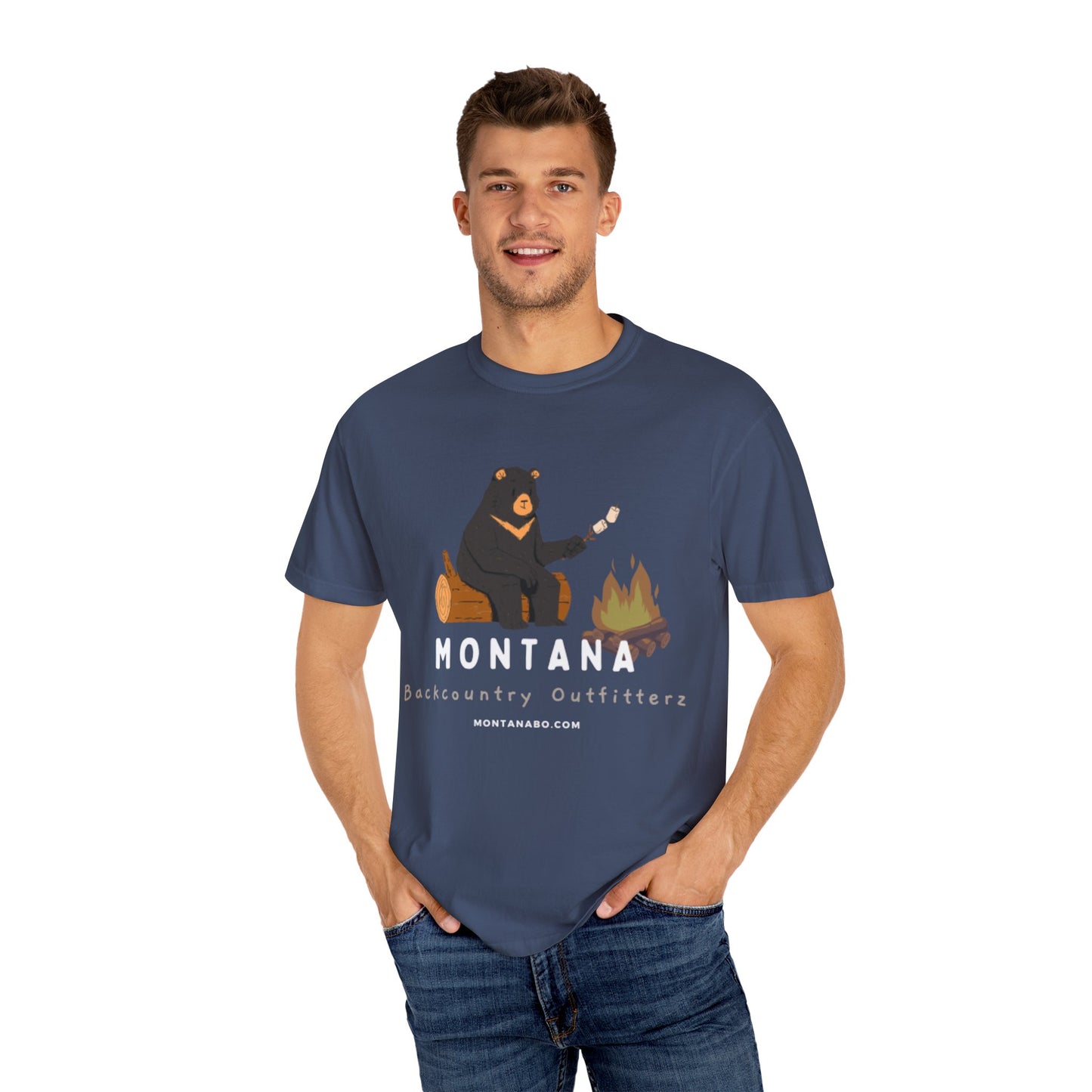 MBO's Bear Camping T-shirt | Unisex Garment-Dyed Tee, Outdoor Adventure Shirt, Camping Gift, Nature Lover Apparel, Montana Outfits