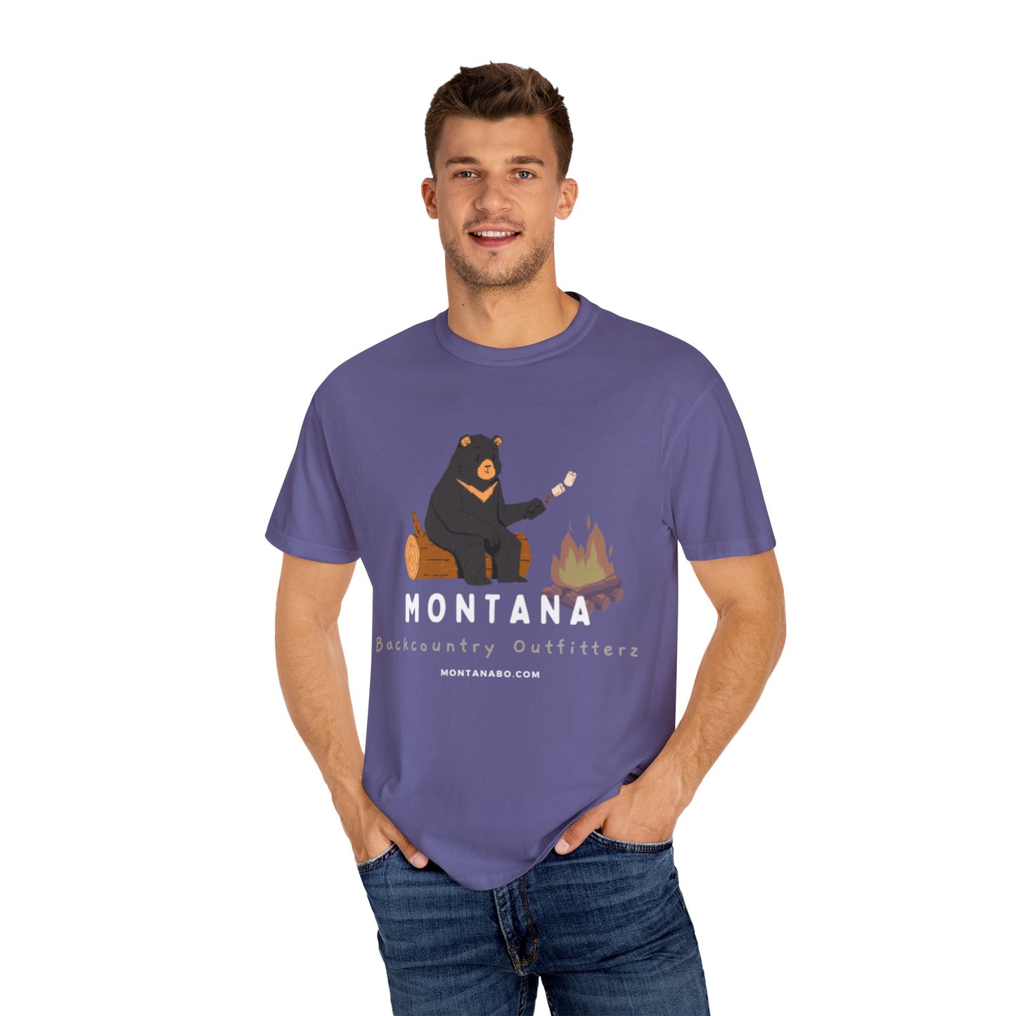 MBO's Bear Camping T-shirt | Unisex Garment-Dyed Tee, Outdoor Adventure Shirt, Camping Gift, Nature Lover Apparel, Montana Outfits