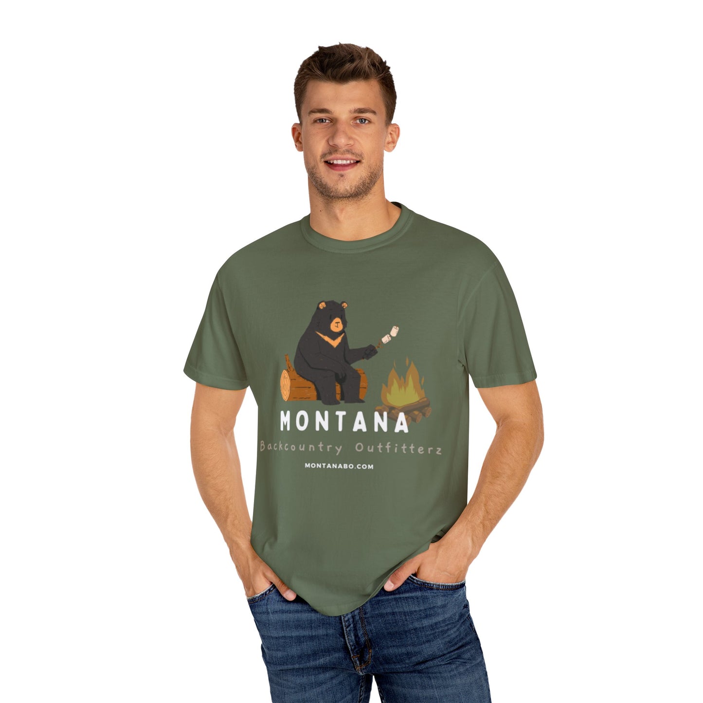 MBO's Bear Camping T-shirt | Unisex Garment-Dyed Tee, Outdoor Adventure Shirt, Camping Gift, Nature Lover Apparel, Montana Outfits