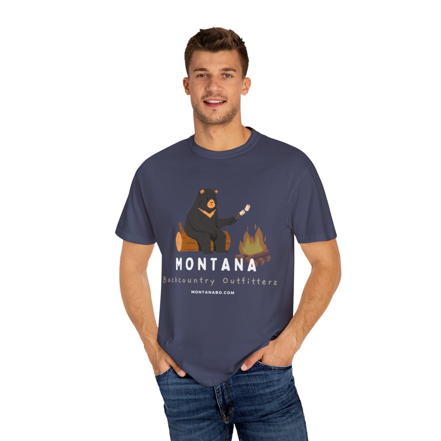 MBO's Bear Camping T-shirt | Unisex Garment-Dyed Tee, Outdoor Adventure Shirt, Camping Gift, Nature Lover Apparel, Montana Outfits