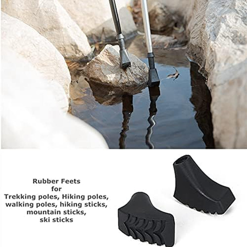 Walking Stick Tips Rubber 4Pcs Trekking Pole Tips Replacement- Rubber Feet for Hiking Poles, Walking Sticks, Trekking Poles | Rubber Tip for Walking Sticks Hiking Trekking Poles Boot Tips Rubber Feet