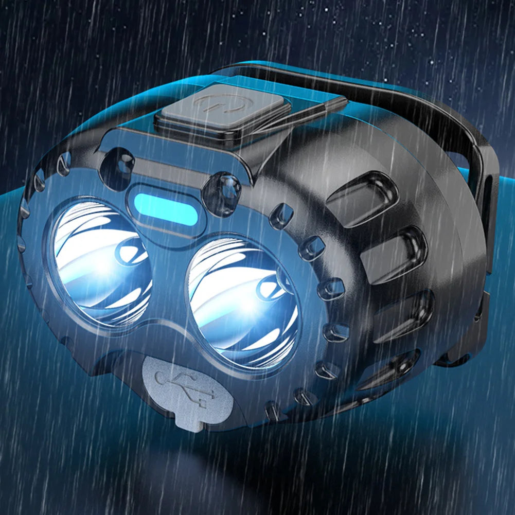 Powerful LED Headlamp IPX4 Waterproof Emergency Head Flashlight 250LM XPE LED Headlamp 500Mah for Outdoor Fishing Camping Hiking