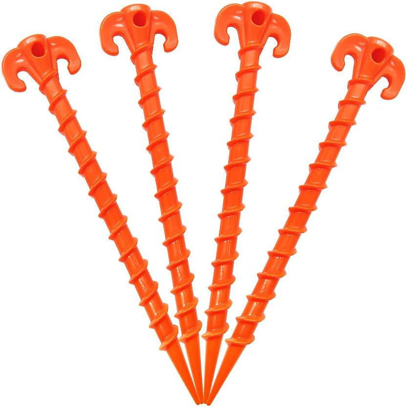 Canopy Stakes Canopy Anchor Beach Tent Stakes Heavy Duty Screw Shape 25 Cm 10 Inch - 4 Pack Orange …