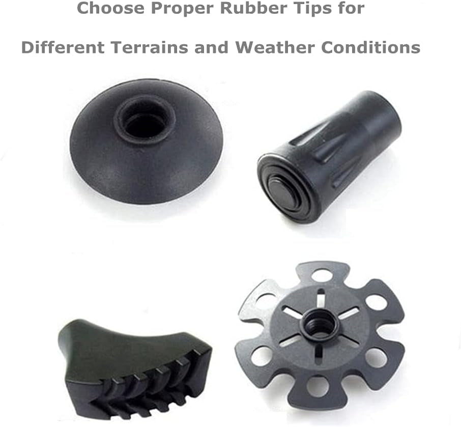 Walking Stick Tips Rubber 4Pcs Trekking Pole Tips Replacement- Rubber Feet for Hiking Poles, Walking Sticks, Trekking Poles | Rubber Tip for Walking Sticks Hiking Trekking Poles Boot Tips Rubber Feet
