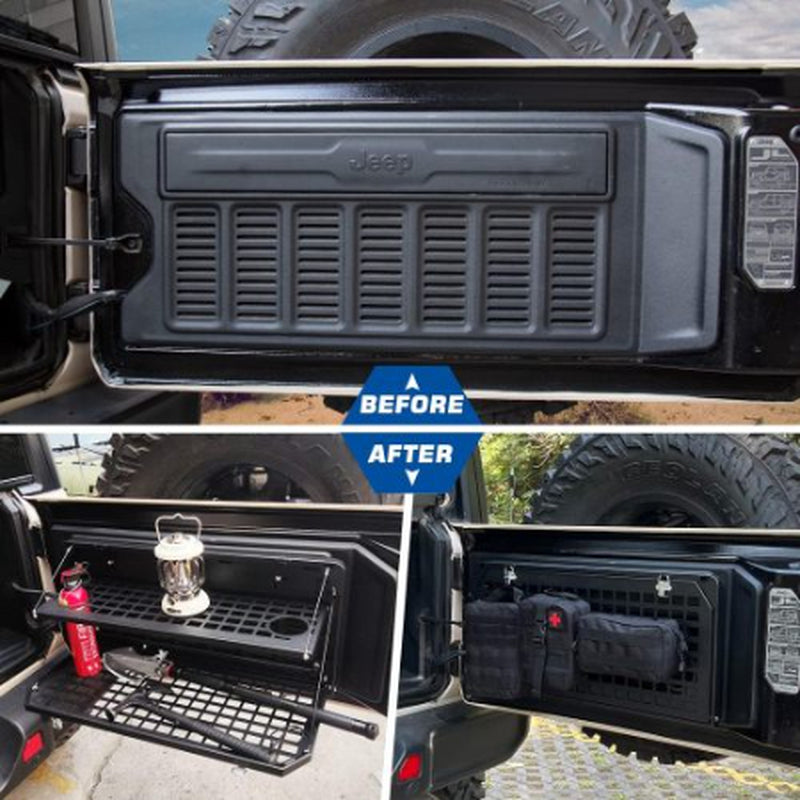 2-Tier Tailgate Table Rear Foldable Storage Cargo Rack Outdoor Camping Desk for 2007-2022 Jeep Wrangler JK&JL 4 Door