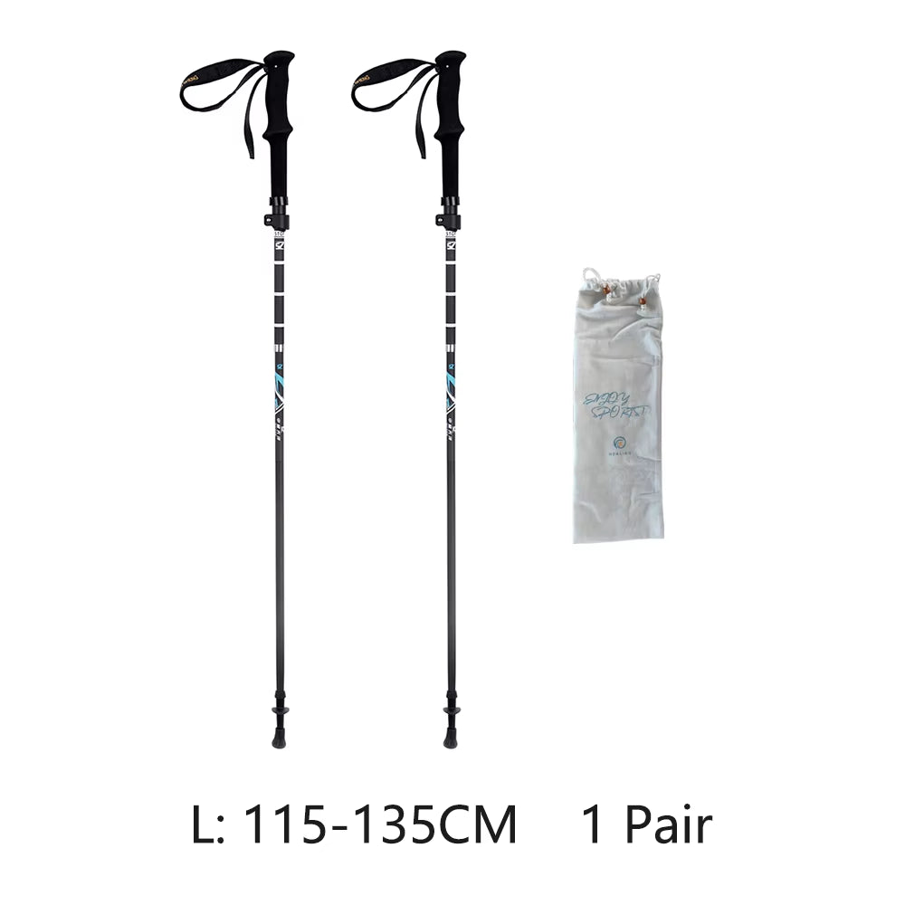 HEALING Ultra Light Trekking Pole Carbon Folding Hiking Stick Collapsible Hiking Poles Trekking Stick Walking Poles Walk
