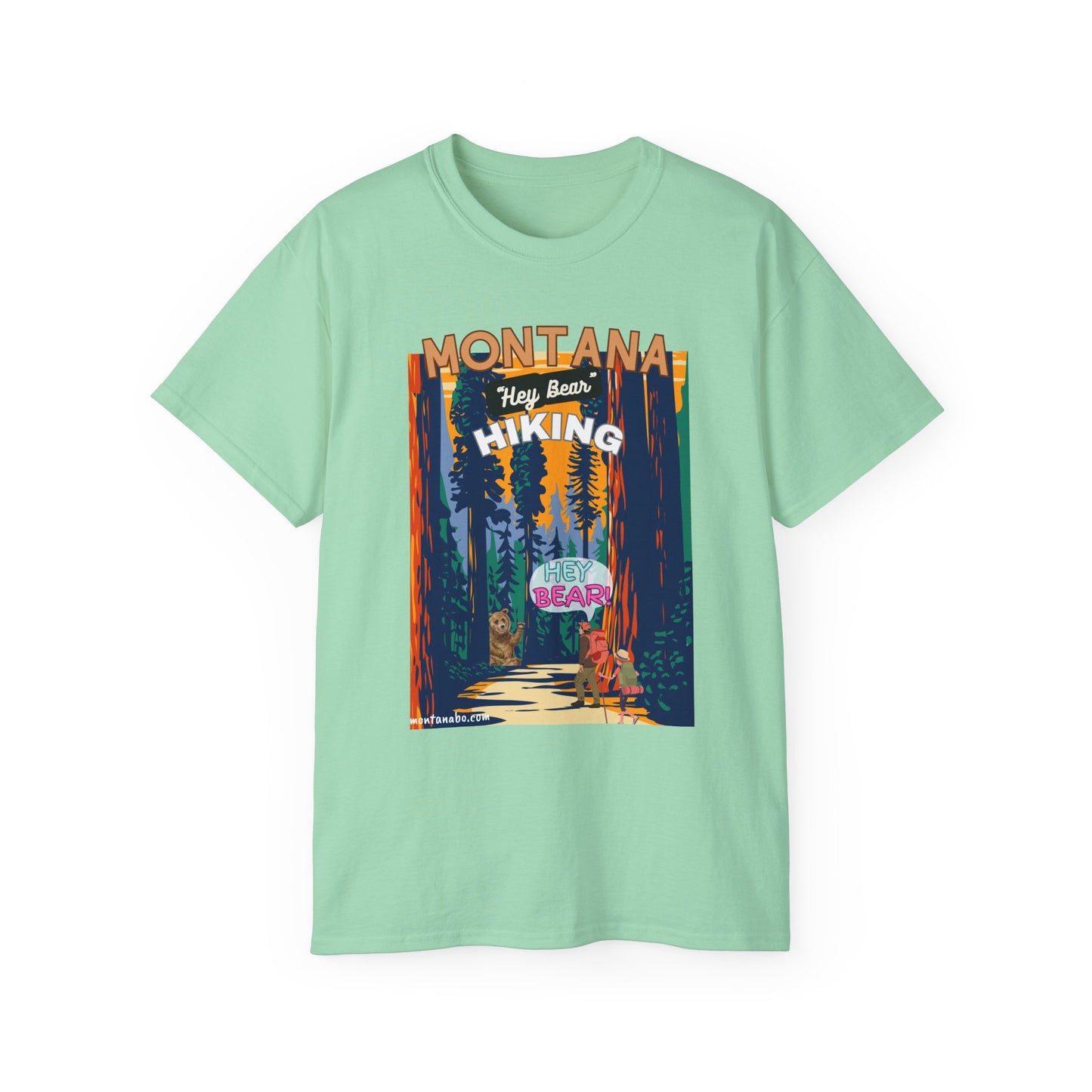 Hiking T-shirt Hey Bear Funny Montana By Montana Backcountry Outfitterz