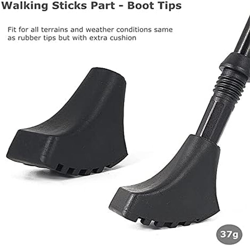 Walking Stick Tips Rubber 4Pcs Trekking Pole Tips Replacement- Rubber Feet for Hiking Poles, Walking Sticks, Trekking Poles | Rubber Tip for Walking Sticks Hiking Trekking Poles Boot Tips Rubber Feet
