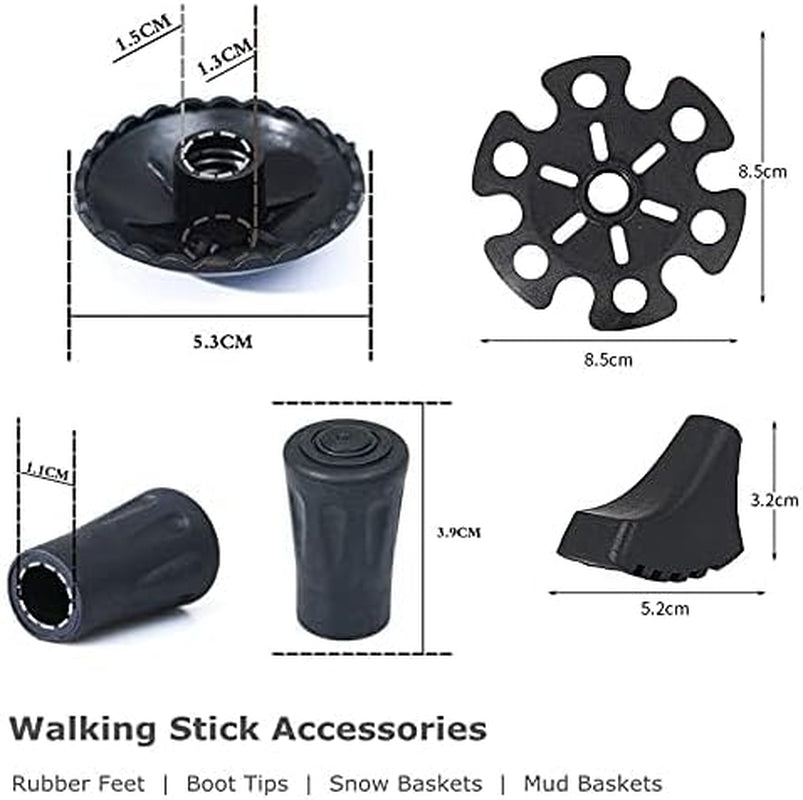 Walking Stick Tips Rubber 4Pcs Trekking Pole Tips Replacement- Rubber Feet for Hiking Poles, Walking Sticks, Trekking Poles | Rubber Tip for Walking Sticks Hiking Trekking Poles Boot Tips Rubber Feet