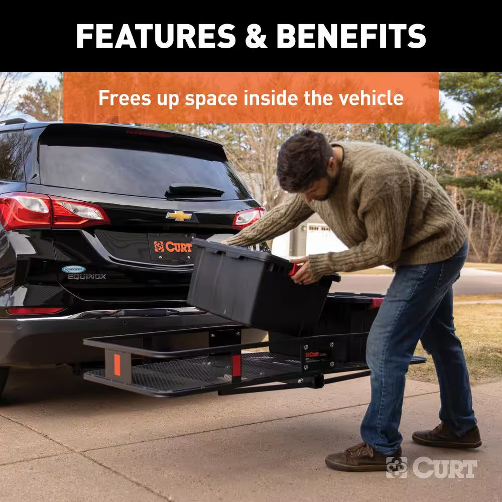500 Lbs. Capacity 60 In. X 24 In. Black Steel Basket Hitch Cargo Carrier (Folding 2 In. Shank) and Vinyl Bag Combo Kit