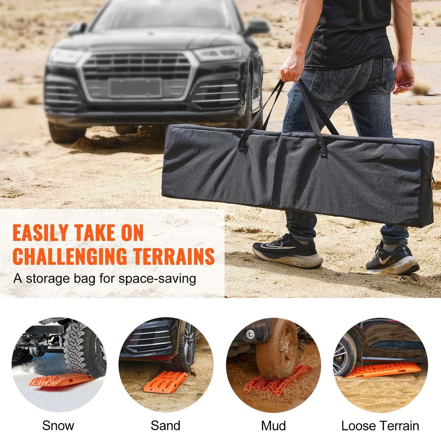 10 TON Traction Boards with PP Material Recovery Boards for Off-Road Vehicle Car Pickup SUV RV Pair Tire Traction Mats