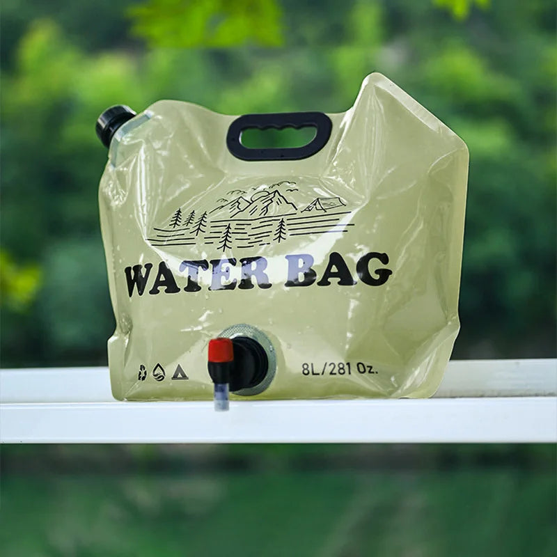 Camping Water Bag Outdoor Hiking Folding Water Bucket Bag with Faucet 8L Large Capacity Water Container Camping Supplies Кемпинг
