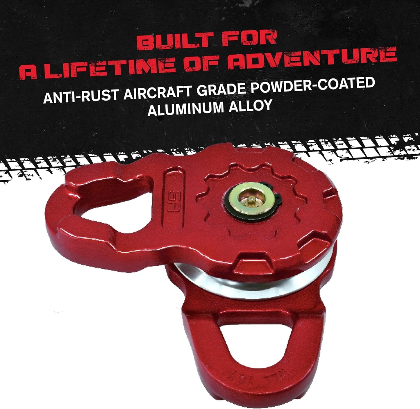 Gearamerica Ultra Snatch Block Pulley Black, 20T Mbs, Aluminum Winch Pulley for Synthetic Rope & Soft Shackles, Snatch Rigging Block for Off-Road Use - 20 Ton, Red
