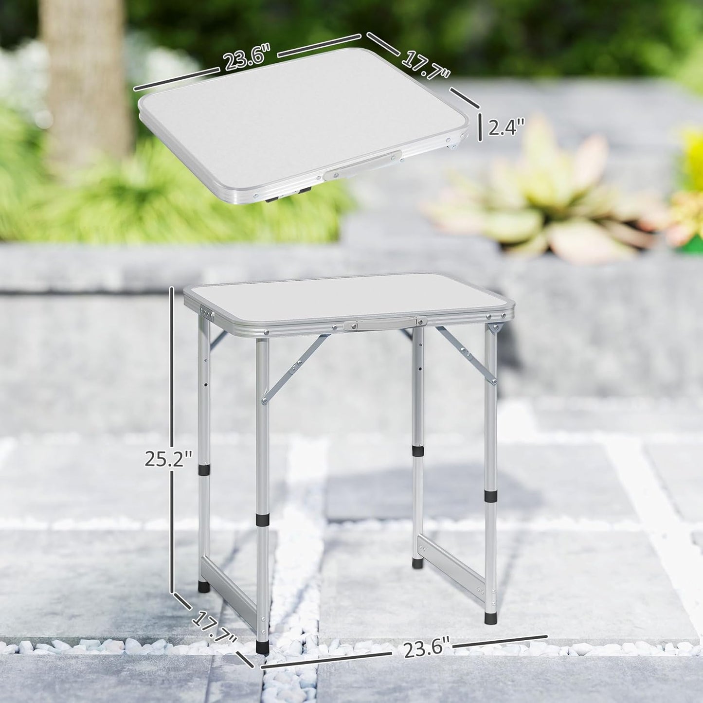 23" Folding Camping Table with Height Adjustability, Lightweight Portable Table with Carry Handle, Outdoor Folding Table Camping Accessories
