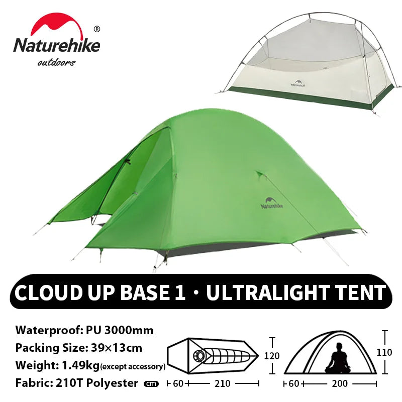 Cloud up 1 Upgraded Tent Ultralight Camping Tent Waterproof Outdoor Hiking Travel Tent Backpacking Cycling Tent