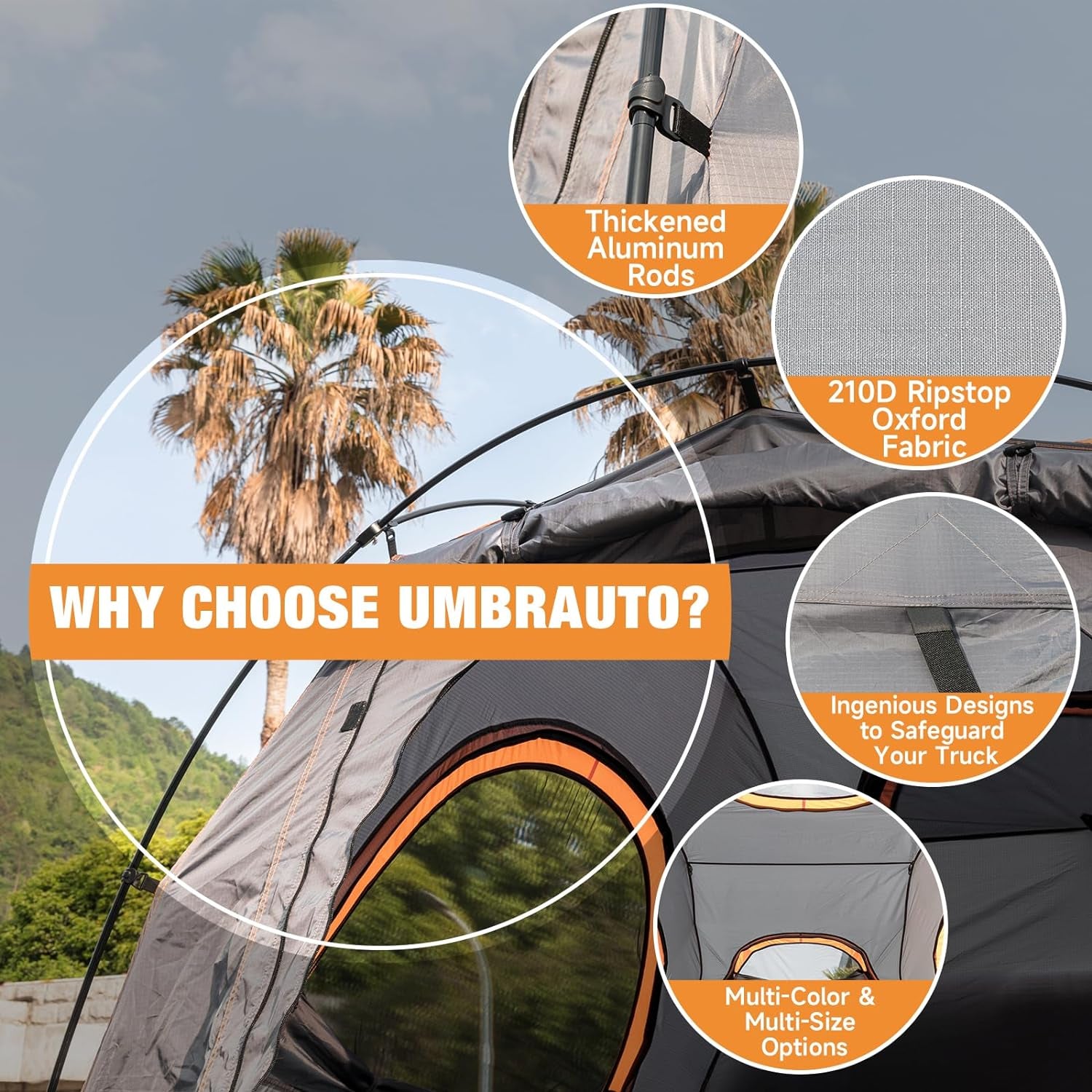 Truck Bed Tent Fit 5.5-5.8Ft Truck Bed Easy Setup for Camping, 3000Mm Waterproof Pickup Truck Tent for 2 Person