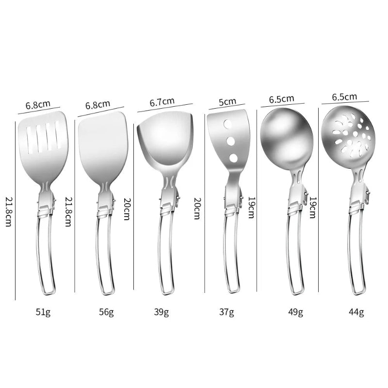 304 Stainless Steel Outdoor Portable Folding Kitchenware Outdoor Multifunctional Camping Cookware Picnic Shovel Spoon