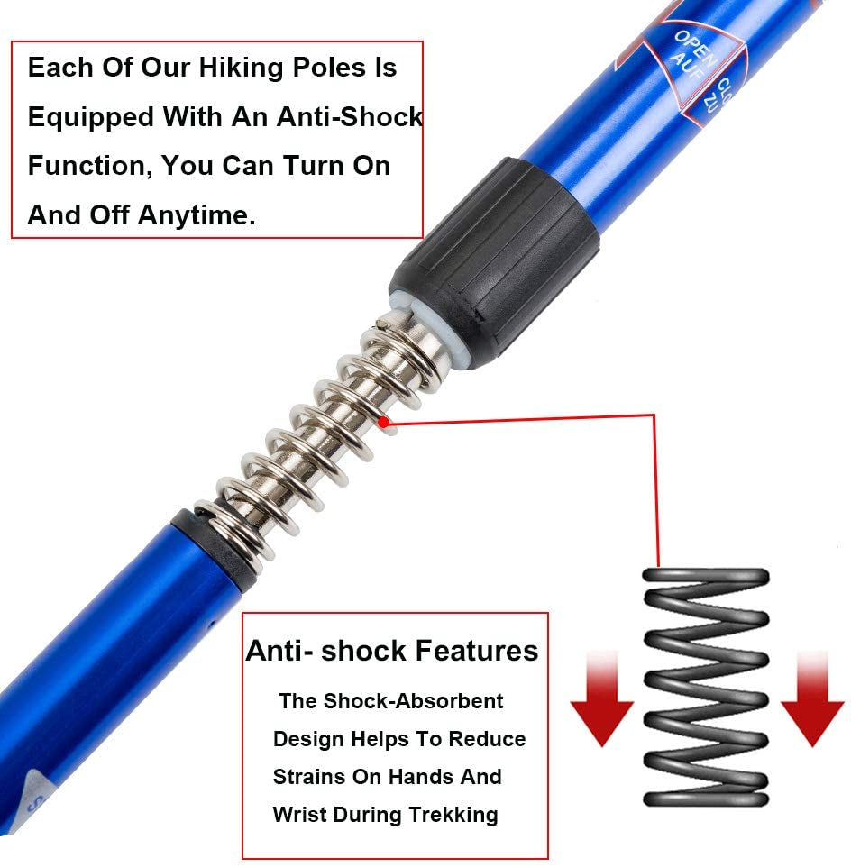Hiking Trekking Poles, 2 Pack Collapsible, Lightweight, anti Shock, Walking Sticks, Adjustable Hiking Pole for Men and Women