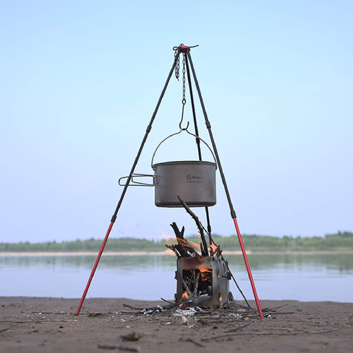 Outdoor Camping Tripod Set Barbecue Grills Hanging Tripod Portable Foldable Campfire Tripod for Hanging Cookware