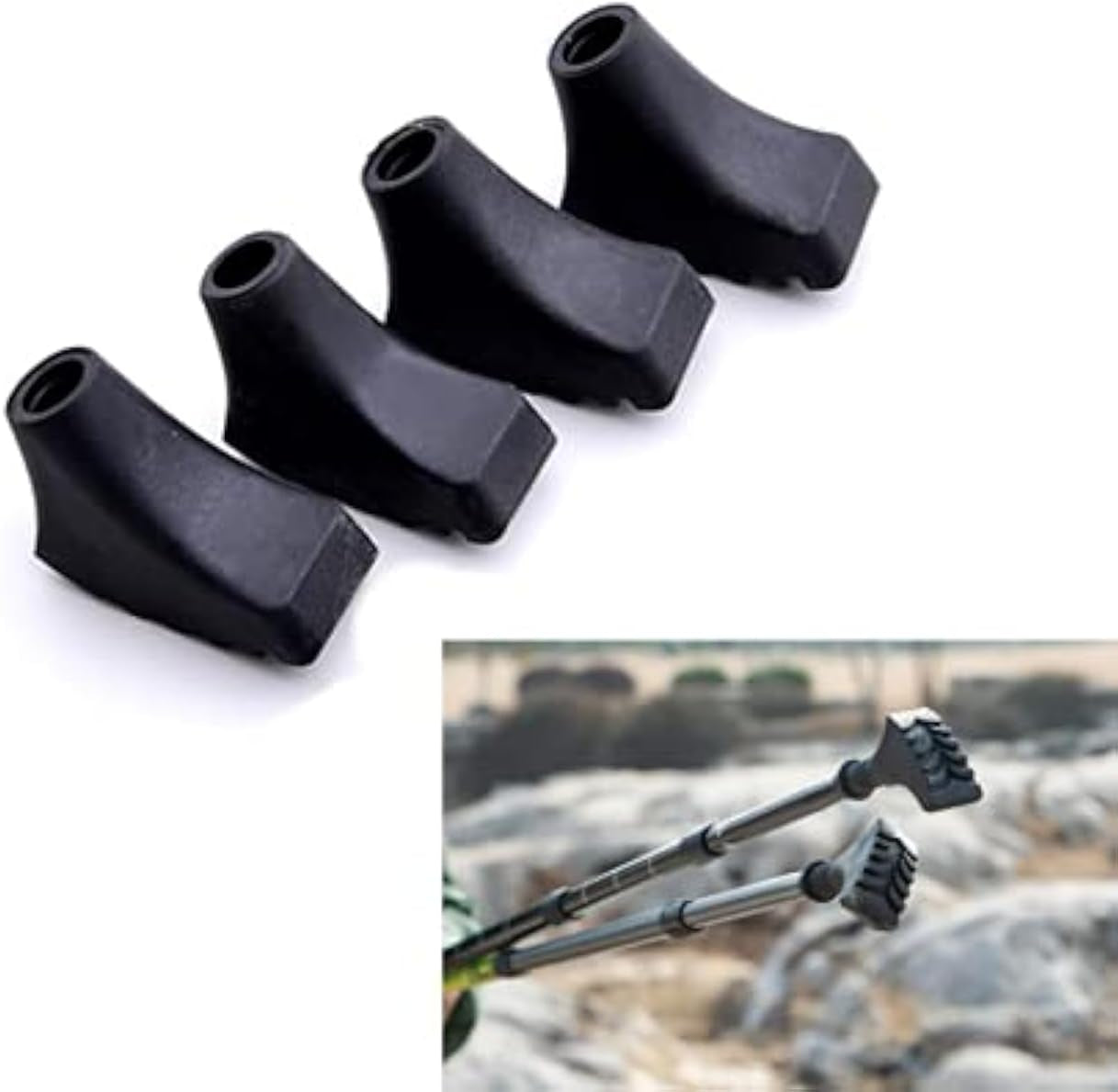 Walking Stick Tips Rubber 4Pcs Trekking Pole Tips Replacement- Rubber Feet for Hiking Poles, Walking Sticks, Trekking Poles | Rubber Tip for Walking Sticks Hiking Trekking Poles Boot Tips Rubber Feet