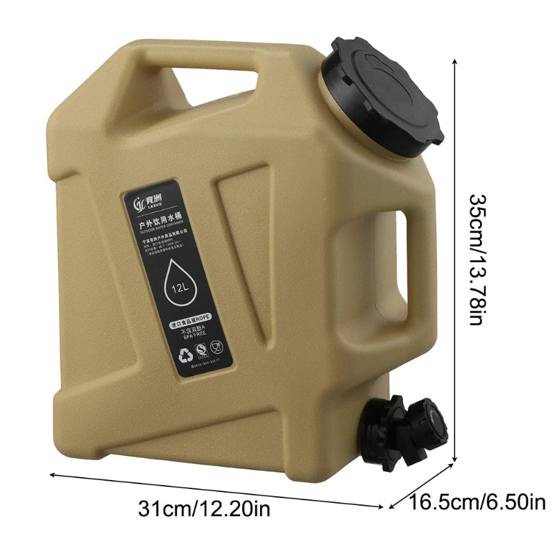 10/12L Camping Water Container Outdoor Water Bucket Large Capacity Portable Water Bag Detachable Faucet Picnic Drive Water Tank