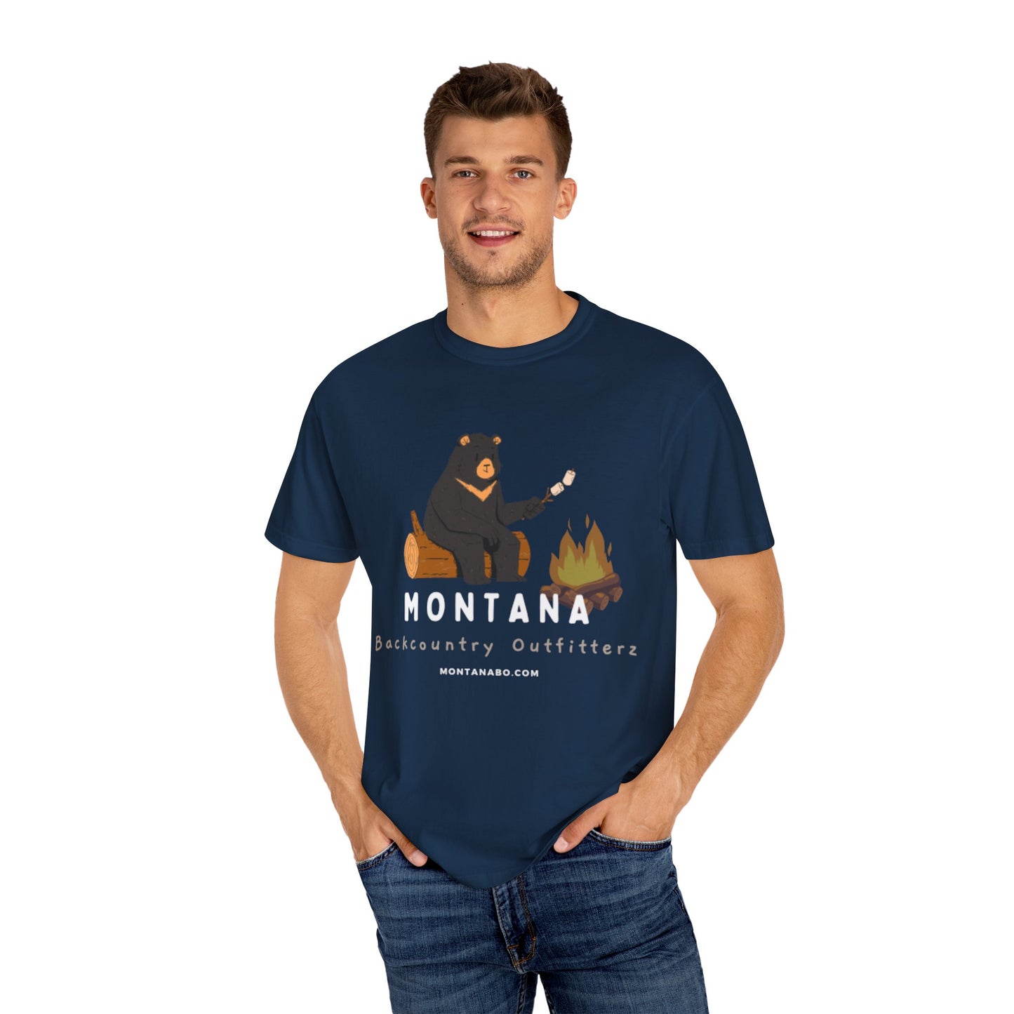 MBO's Bear Camping T-shirt | Unisex Garment-Dyed Tee, Outdoor Adventure Shirt, Camping Gift, Nature Lover Apparel, Montana Outfits