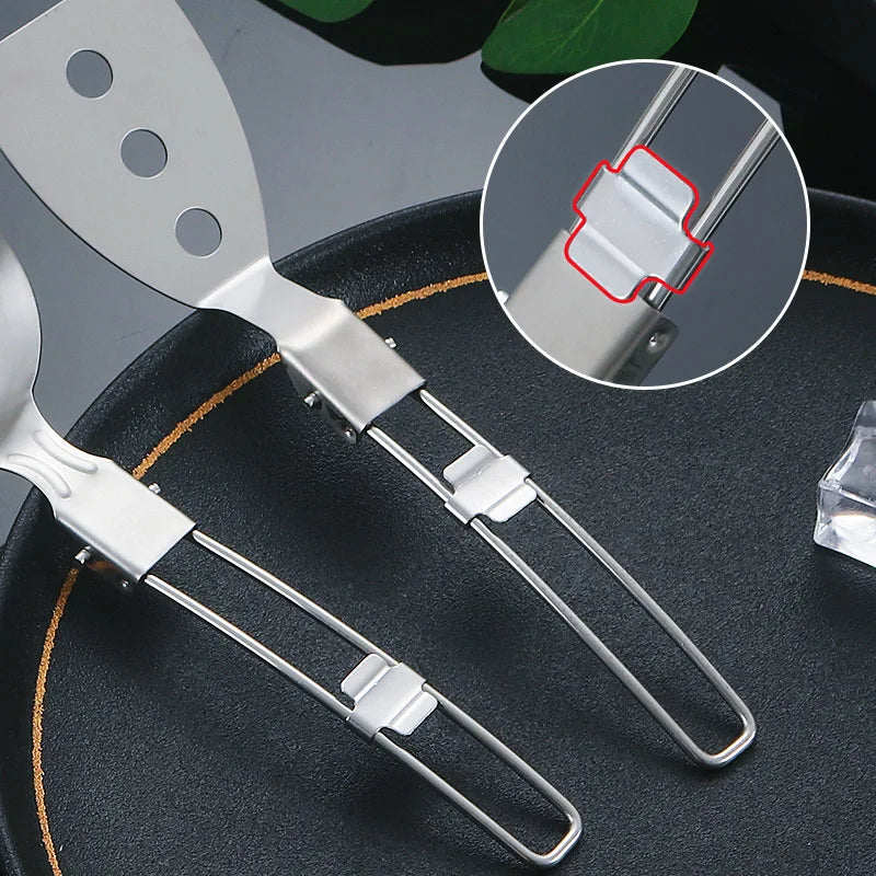 304 Stainless Steel Outdoor Portable Folding Kitchenware Outdoor Multifunctional Camping Cookware Picnic Shovel Spoon