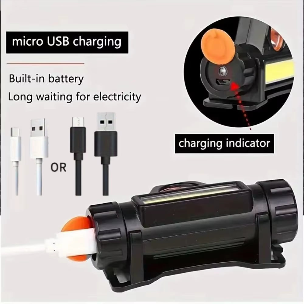 LED Headlamp USB Rechargeable Flashlight Headlight Outdoor Camping High Power LED Waterproof Adjustable Headlamp Fishing Hiking