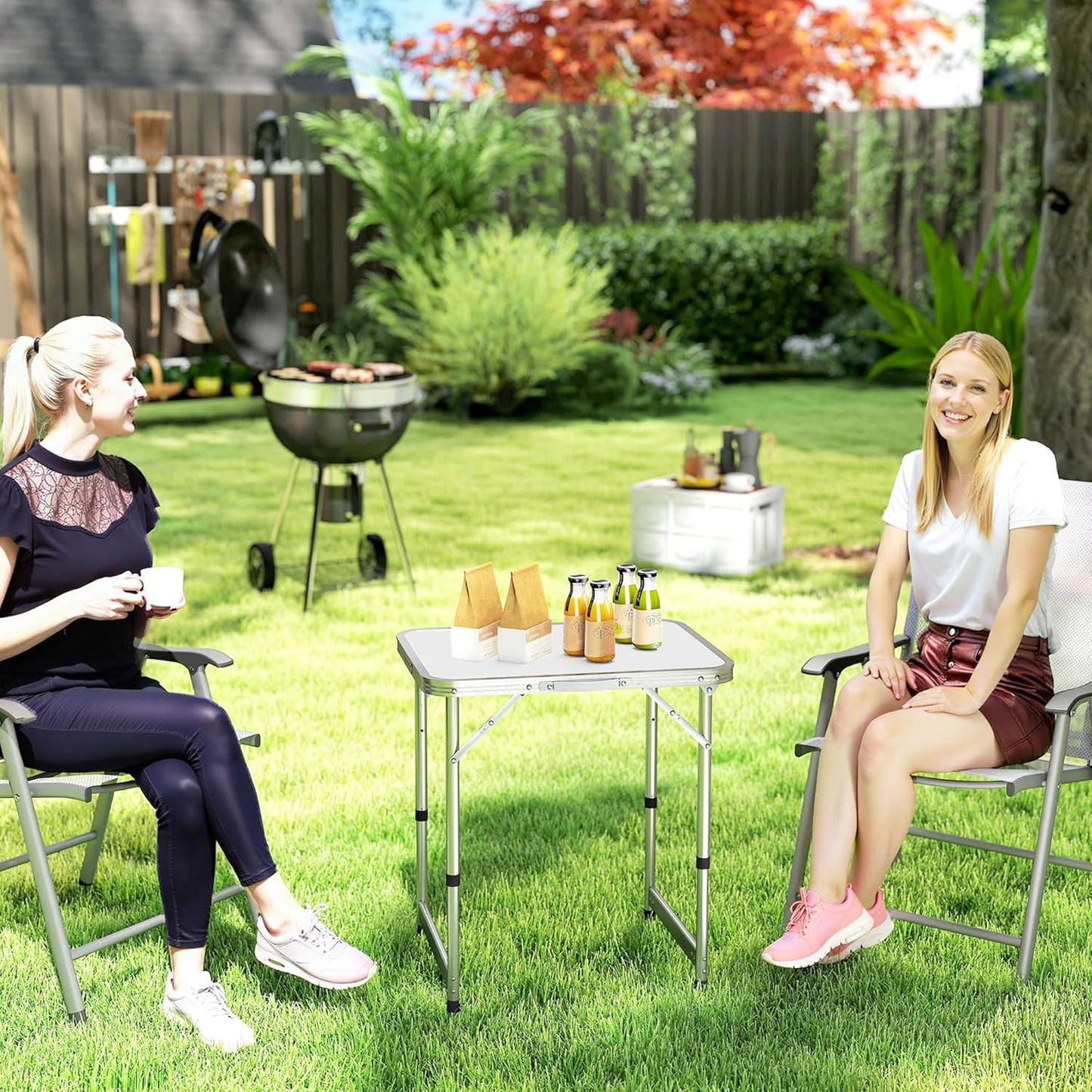 23" Folding Camping Table with Height Adjustability, Lightweight Portable Table with Carry Handle, Outdoor Folding Table Camping Accessories