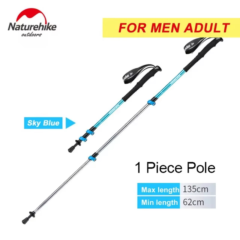 Outdoor Walking Stick Aluminum Alloy Alpenstock Telescopic Hiking Trekking Pole for Adult Kids Women Men Children