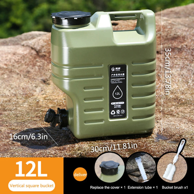 10/12L Camping Water Container Outdoor Water Bucket Large Capacity Portable Water Bag Detachable Faucet Picnic Drive Water Tank