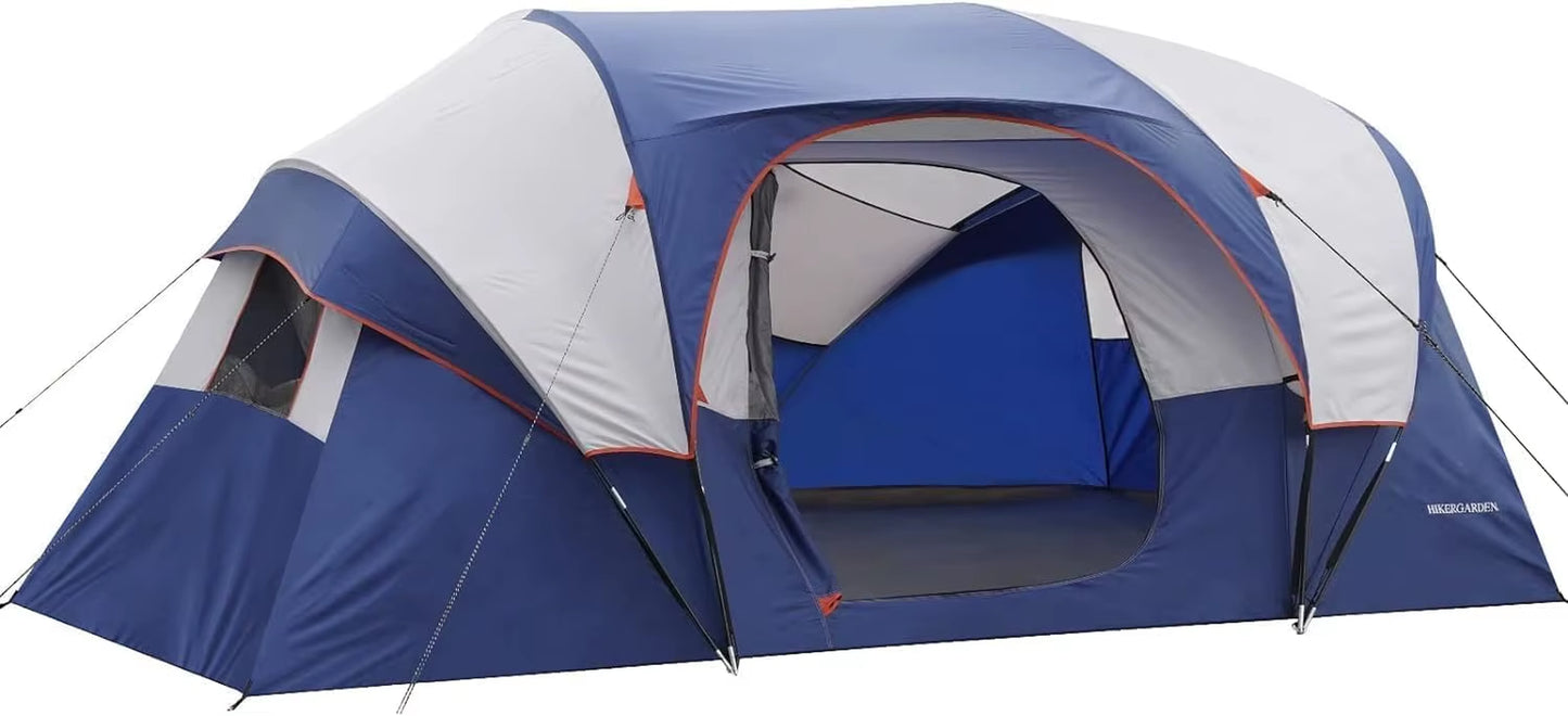 HIKERGARDEN 10 Person Camping Tent - Portable Easy Set up Family Tent for Camp, Windproof Fabric Dome Tent Outdoor for Hiking