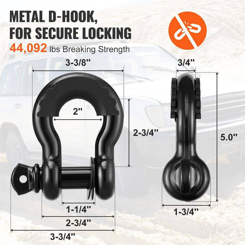 Off-Road Recovery Kit, 30000 Lbs. Tow Straps, 44092 Lbs. D-Ring Shackles, 3 In. X 30 Ft., Heavy Duty Winch Recovery Kit