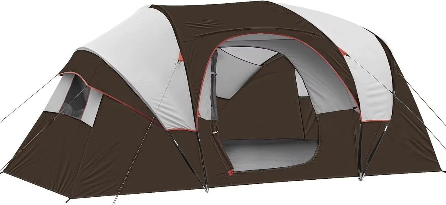 HIKERGARDEN 10 Person Camping Tent - Portable Easy Set up Family Tent for Camp, Windproof Fabric Dome Tent Outdoor for Hiking