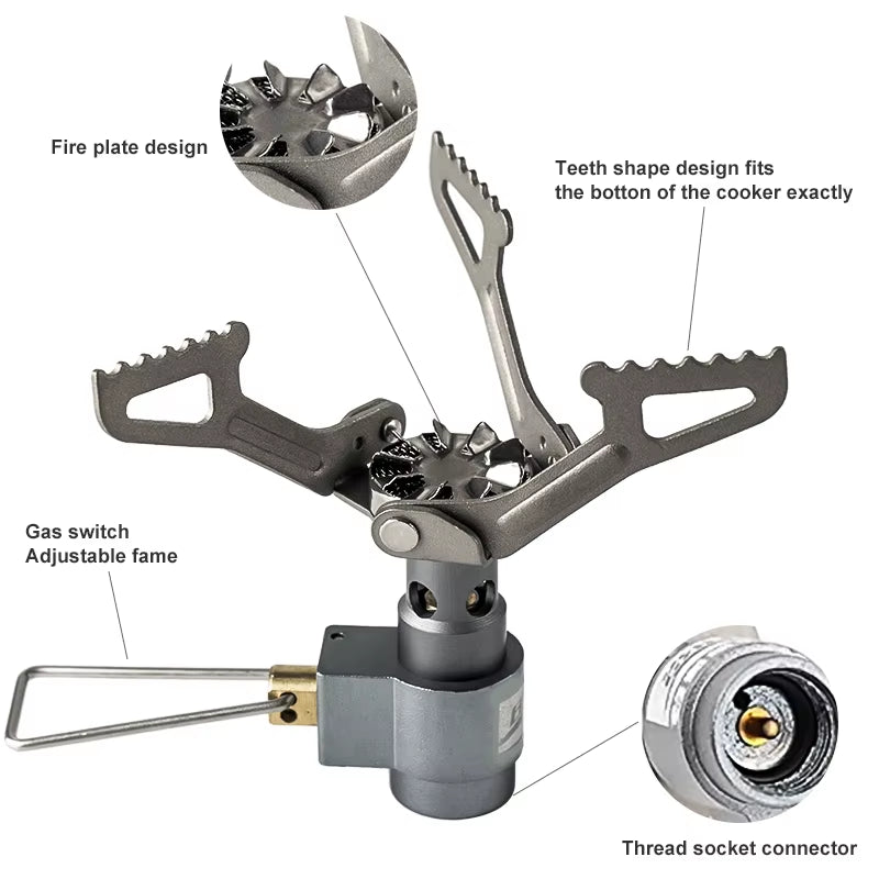 Outdoor Gas Stove Mini Camping Gas Burner 25G Ultralight Titanium Picnic Hiking Cooking Stove Survival Furnace -3000T