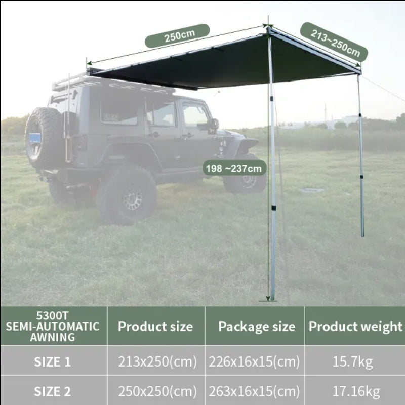 Fast Open Sun Shade Retractable Vehicle Side Awning for Car