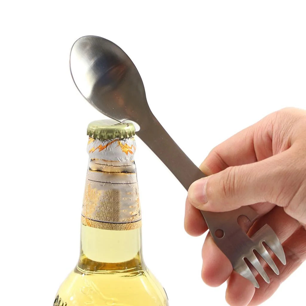 Multifunctional Camping Spork Titanium Stainless Steel Portable Outdoor Camping Survival Cookware Utensils