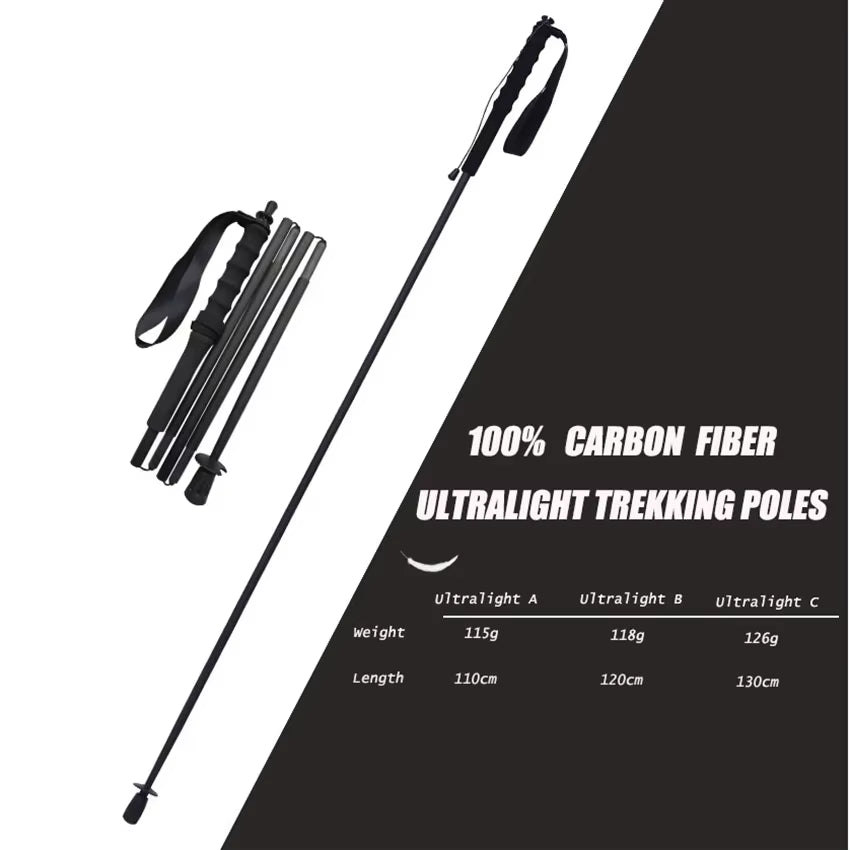 HEALING Ultra Light Trekking Pole Carbon Folding Hiking Stick Collapsible Hiking Poles Trekking Stick Walking Poles Walk