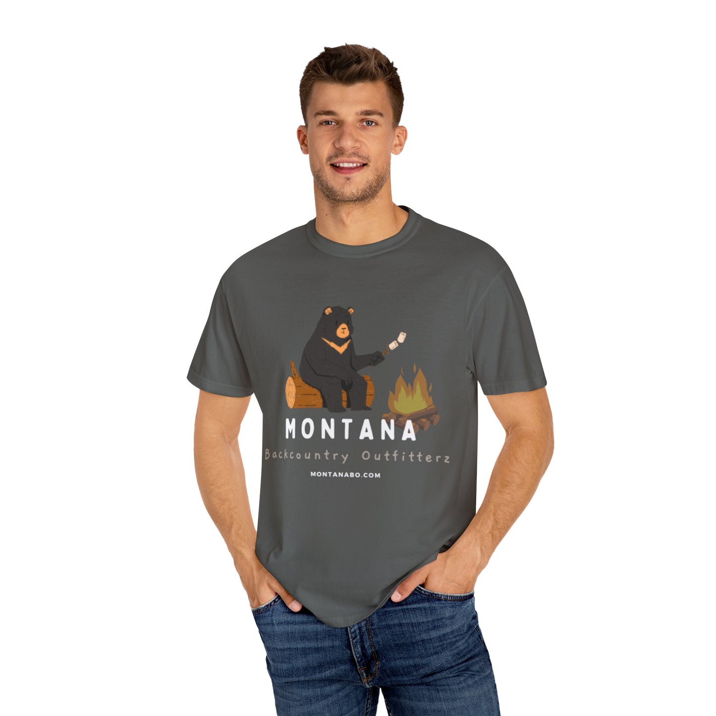 MBO's Bear Camping T-shirt | Unisex Garment-Dyed Tee, Outdoor Adventure Shirt, Camping Gift, Nature Lover Apparel, Montana Outfits