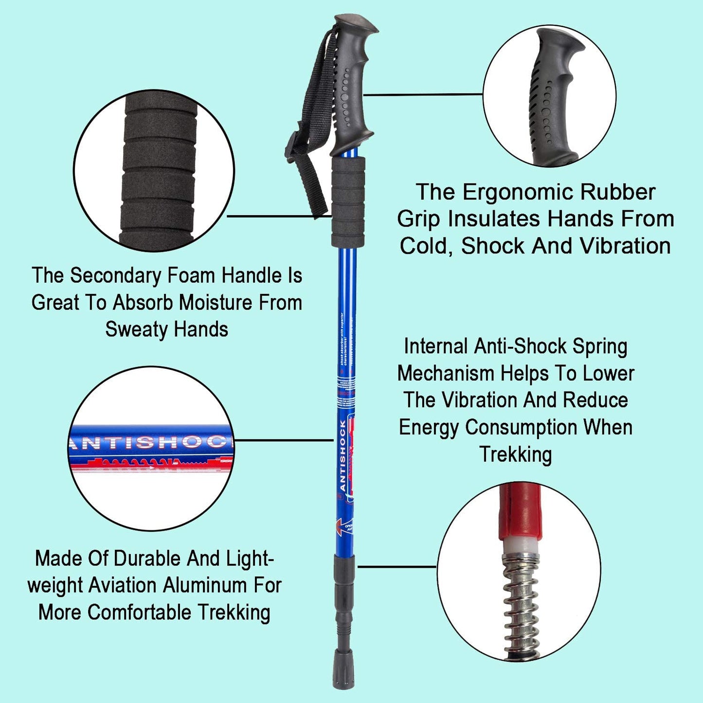 Hiking Trekking Poles, 2 Pack Collapsible, Lightweight, anti Shock, Walking Sticks, Adjustable Hiking Pole for Men and Women