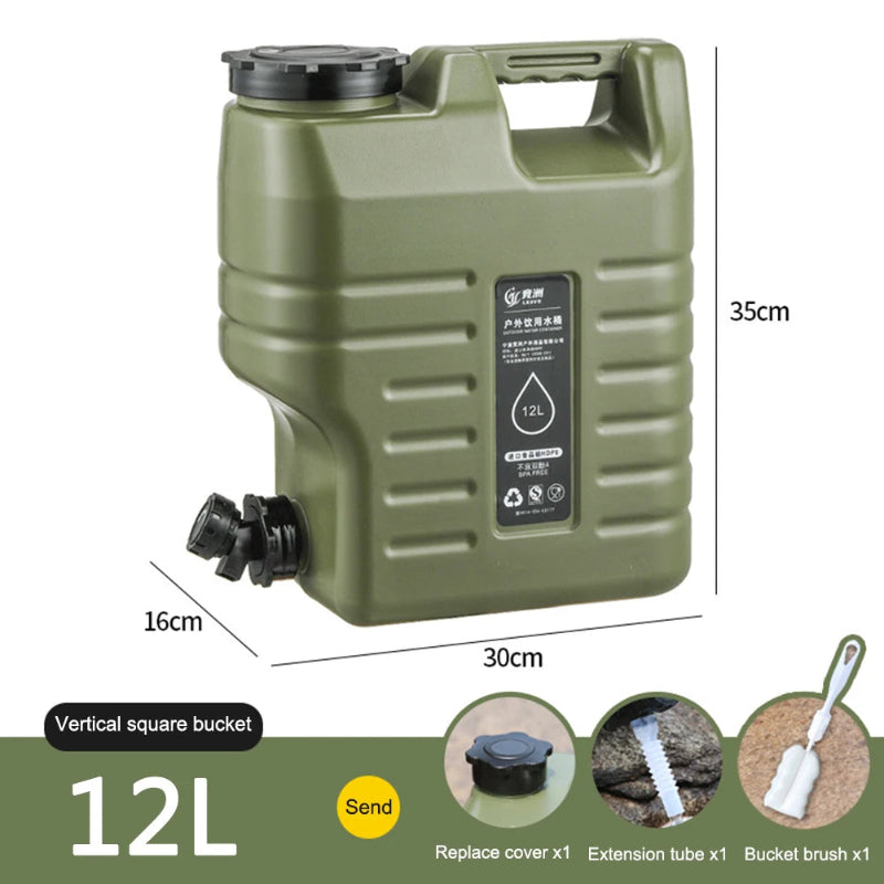 10/12L Camping Water Container Outdoor Water Bucket Large Capacity Portable Water Bag Detachable Faucet Picnic Drive Water Tank