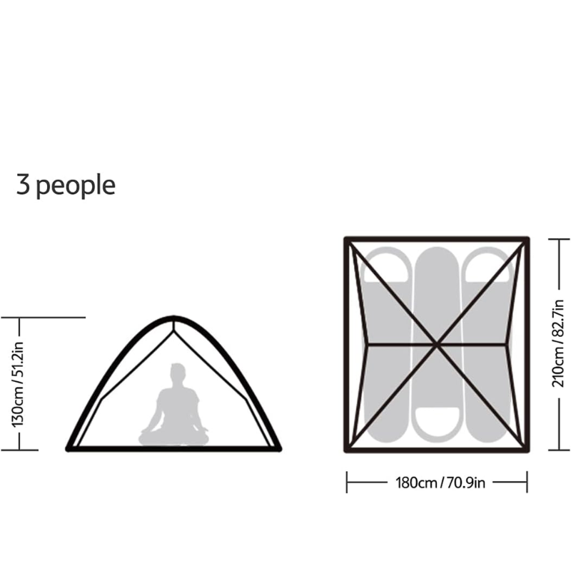 3-4 Person Pop up Tent - Easy Setup Instant Tent for Camping and Hiking