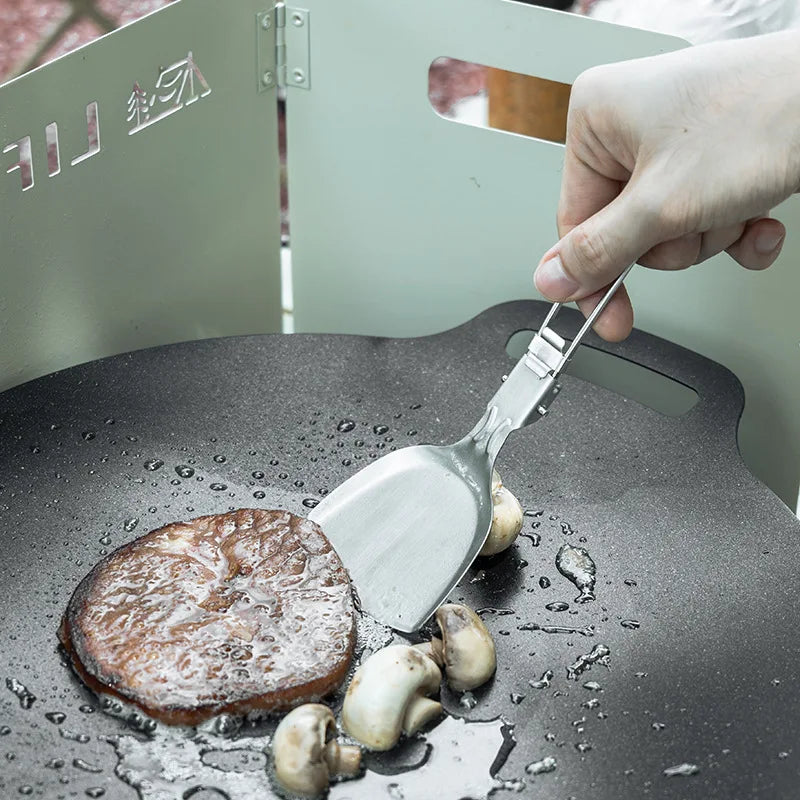 304 Stainless Steel Outdoor Portable Folding Kitchenware Outdoor Multifunctional Camping Cookware Picnic Shovel Spoon