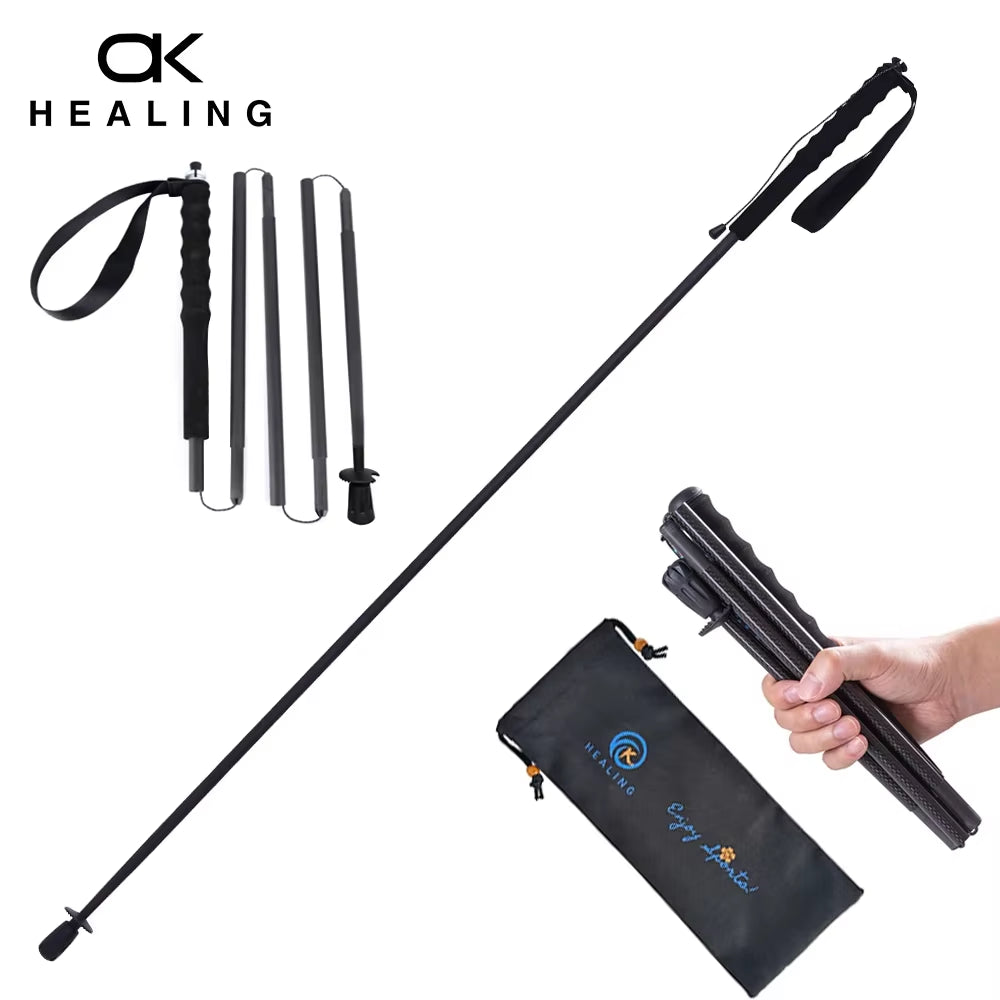 HEALING Ultra Light Trekking Pole Carbon Folding Hiking Stick Collapsible Hiking Poles Trekking Stick Walking Poles Walk